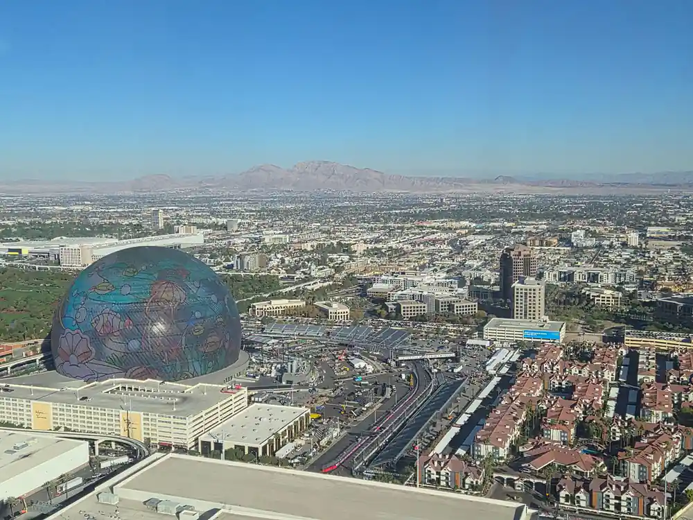 Las Vegas spread out under a wide desert sky